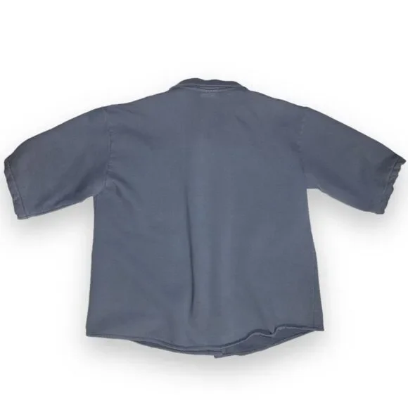 Allen Allen, USA Beach Oversized Jersey Fleece Button Up Shirt VTG Women's S-M - Picture 7 of 9